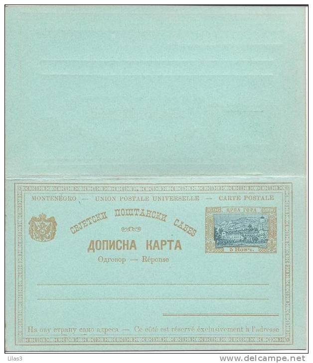 Entier Postal  1896 Carte Postale Avec Réponse Payée Timbre Paysage Neuf Superbe - Montenegro