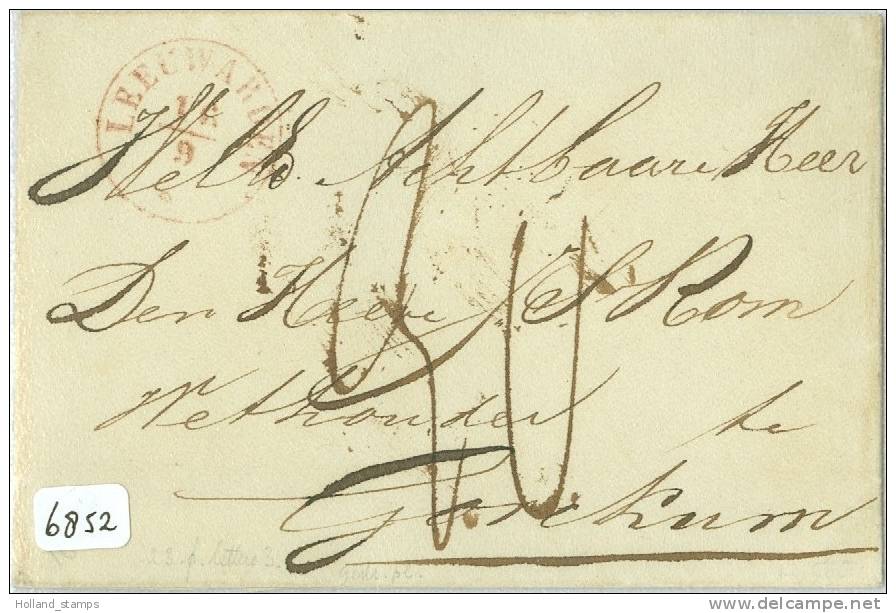VOORLOPER BRIEFOMSLAG Uit 1846 Van LEEUWARDEN Aan De WETHOUDER S. ROM Te  GORKUM  (6852) - ...-1852 Voorlopers