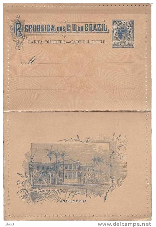 Entier Postal Carte Lettre 300 Reis Bleu Neuf  Superbe Palais Casa Da Moeda - Postal Stationery