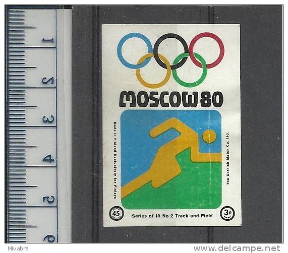TRACK AND FIELD LEICHTATHLETIK ATHLETICS OLYMPIC GAMES MOSCOW 1980 Finnish Matchbox Label Issued By The Cornish Match Co - Andere & Zonder Classificatie