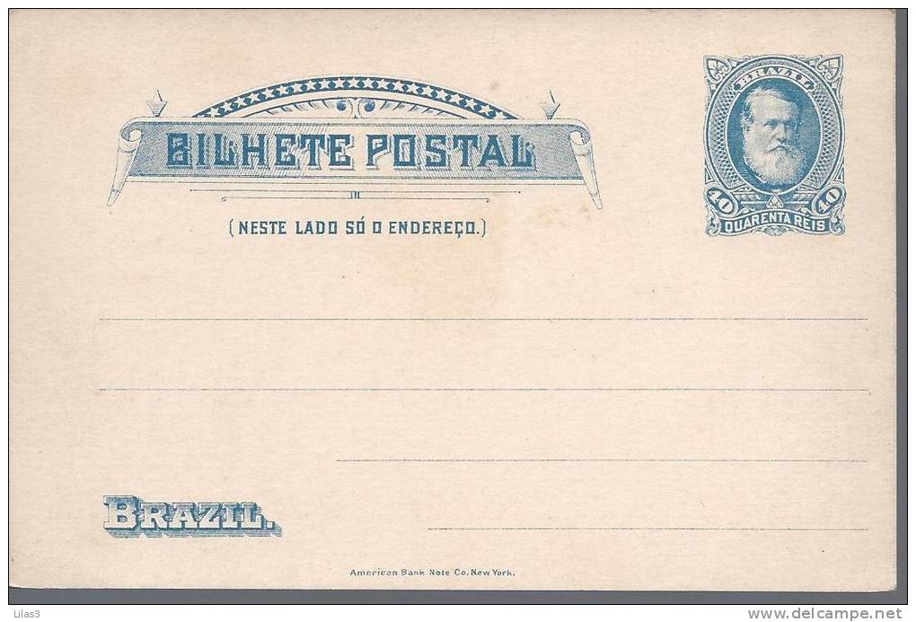 Entier Postal Carte Postale 40 Reis Bleu Neuf Superbe - Ganzsachen