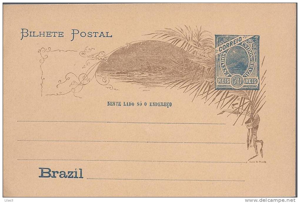 Entier Postal Carte Postale 80 Reis Rouge Bleu. Neuf Superbe - Postal Stationery