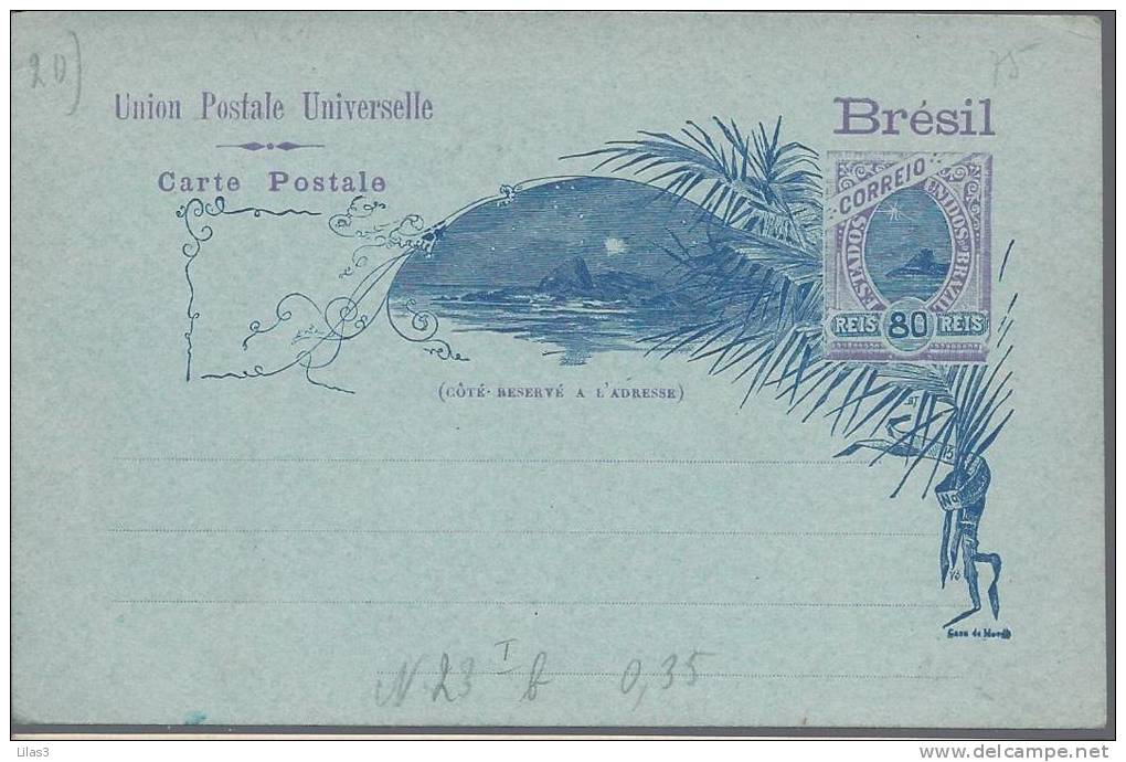 Entier Postal Carte Postale 80 Reis Bicolore  Neuf Superbe - Postal Stationery