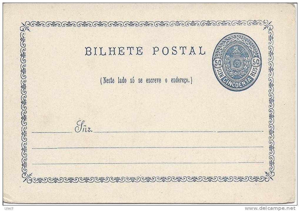 Entier Postal Carte Postale 50 Reis Bleu  Neuf Superbe - Entiers Postaux