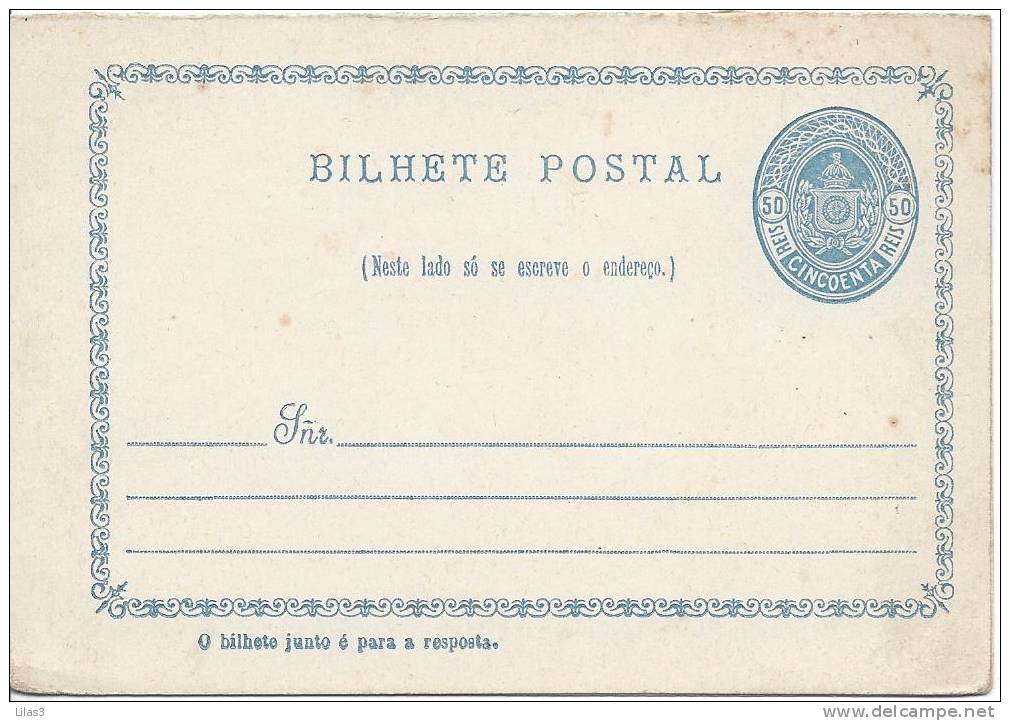 Entier Postal Carte Postale 50 Reis Bleu  Neuf Superbe - Entiers Postaux