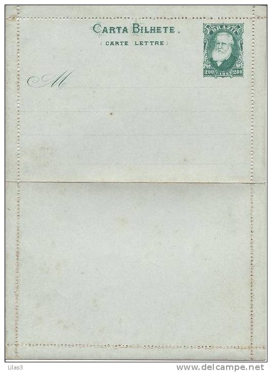 Entier Postal Carte Lettre 200 Reis Vert  Neuf Superbe - Enteros Postales