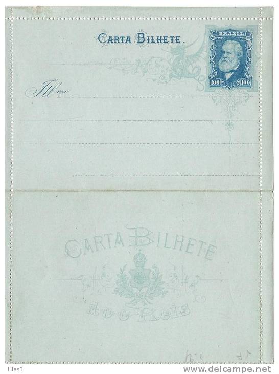Entier Postal Carte Lettre 100 Reis Bleu  Neuf Superbe - Enteros Postales