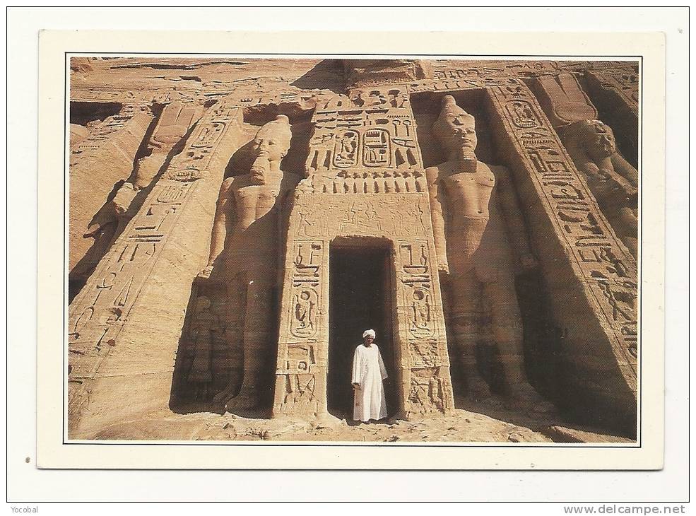 Cp, Egypte, Petit Temple D'Abu Simbel,  Voyagée 1989 - Temples D'Abou Simbel