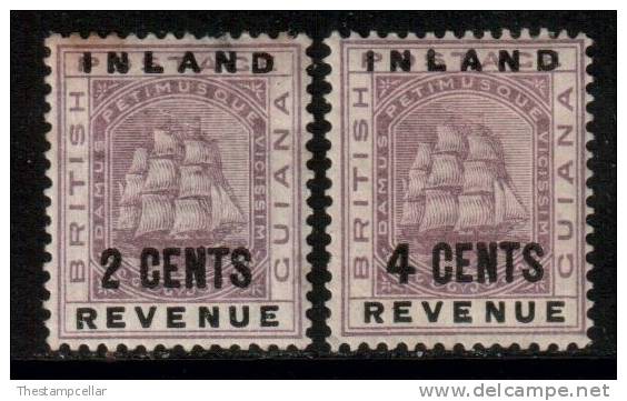 British Guyana SG176 & 178, 1888 Inland Revenue 2c & 4c MH* - Guyane Britannique (...-1966)