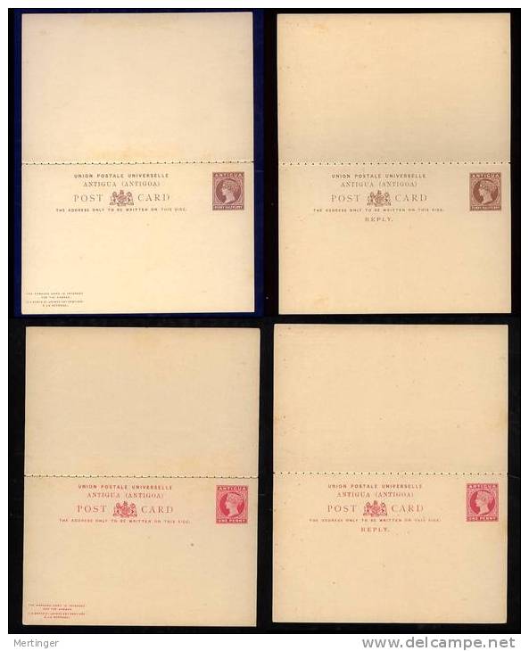 Antigua Ca 1900 2 Reply Postal Stationery Mint - 1858-1960 Crown Colony