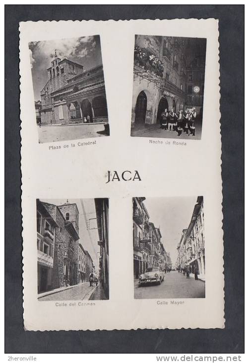 CPSM - JACA - Plaza - Noche De Ronda - Calle Del Carmen - Calle Mayor - Automobile - Autres & Non Classés