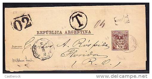 A)1891 LETTER ARGENTINA TO URUGUAY 1891, T, T R.A. AND 02 BLACK SEAL - Briefe U. Dokumente