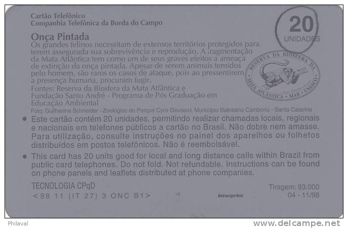 Télécarte - Taxcard : Onça Pintada - Dschungel