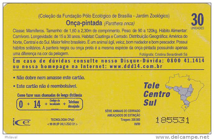 Télécarte - Taxcard : Onça Pintada - Panthera Onca - Jungle