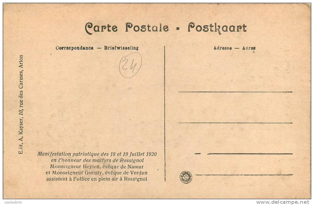 ROSSIGNOL MANIFESTATION PATRIOTIQUE 1920 EN L'HONNEUR DES MARTYRS DE ROSSIGNOL - Andere & Zonder Classificatie