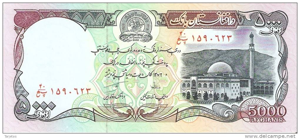 BILLETE DE AFGANISTAN  DE 5000 AFGHANIS SIN CIRCULAR- UNCIRCULATED (BANKNOTE) - Afghanistan