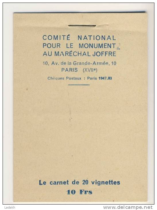 CARNET COMPLET VIGNETTES PATRIOTIQUES  # MARECHAL JOFFRE # SOUSCRIPTION NATIONALE # PATRIE #5 COULEURS - Militärmarken