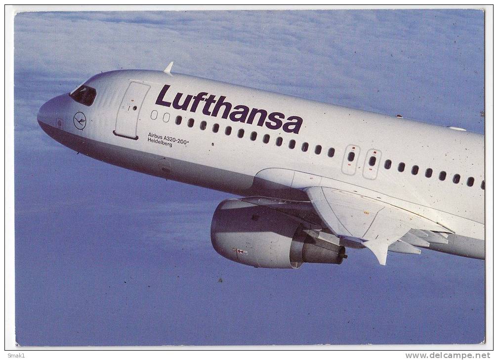 TRANSPORT AIRPLANES AIRBUS A320-200 LUFTHANSA GERMANY  BIG POSTCARD - 1946-....: Moderne