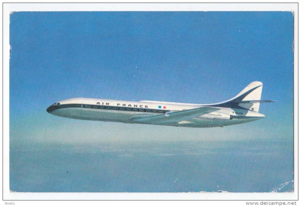 TRANSPORT AIRPLANES CARAVELLE AIR FRANCE OLD POSTCARD - 1946-....: Moderne