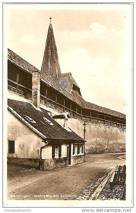 AK 2916 Nördlingen. Wehrgang Am Spitzturm Echte Riha-Photographie-Karte Verlag Von Ludwig Riffelmacher, Kunstverlag, Fü - Noerdlingen