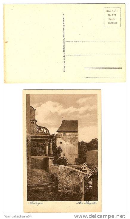 AK 971 Nördlingen Am Bergertor Riha Karte Kupfer-Tiefdruck Verlag Von Ludwig Riffelmacher, Kunstverlag, Fürth I. B. - Nördlingen