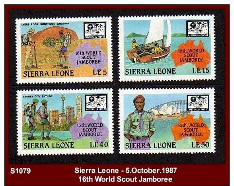 S1079 SIERRA LEONE - 5.October.1987- "16th WORLD SCOUT JAMBOREE" - Mint Set X4 - Scouting - Other & Unclassified