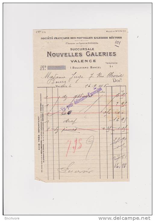 Succursale NOUVELLES GALERIES Valence Drome - 1900 – 1949