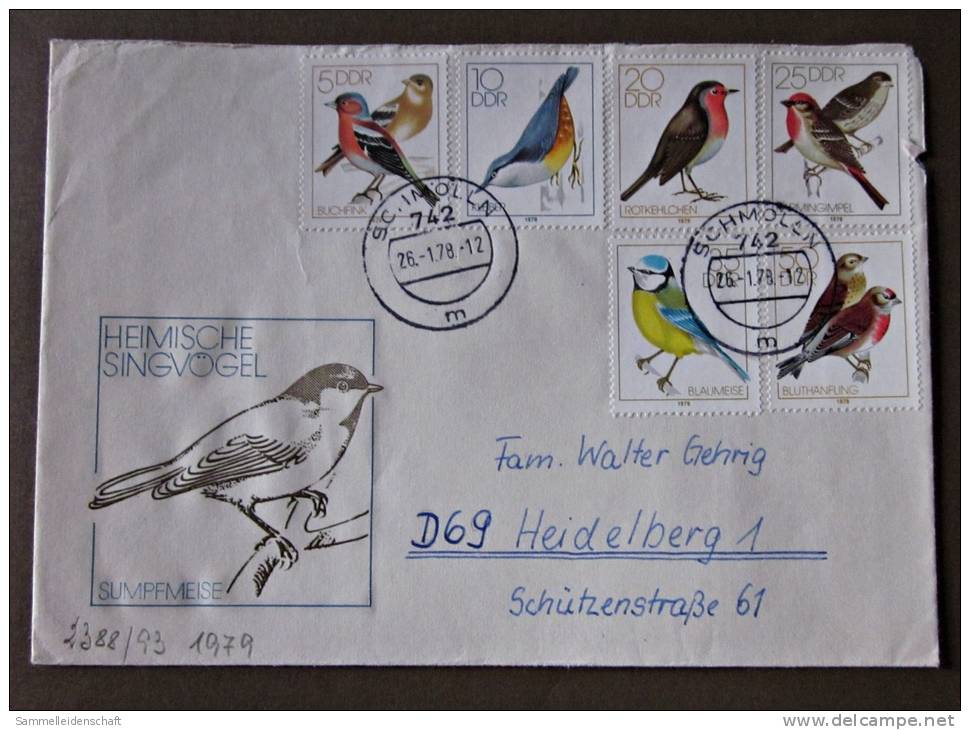 DDR Brief Heimische Singvögel 1979 Gel. Schmölln - Heidelberg Stempel 1978 - Briefe U. Dokumente