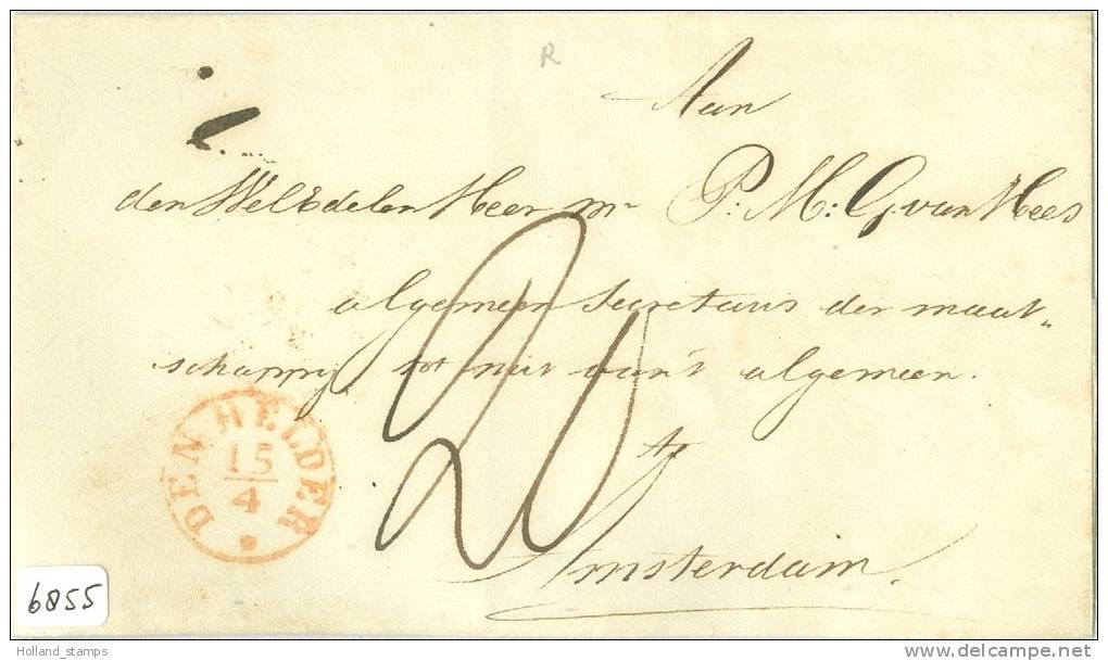 VOORLOPER BRIEFOMSLAG Van DEN HELDER  Naar AMSTERDAM  (6855) - ...-1852 Préphilatélie