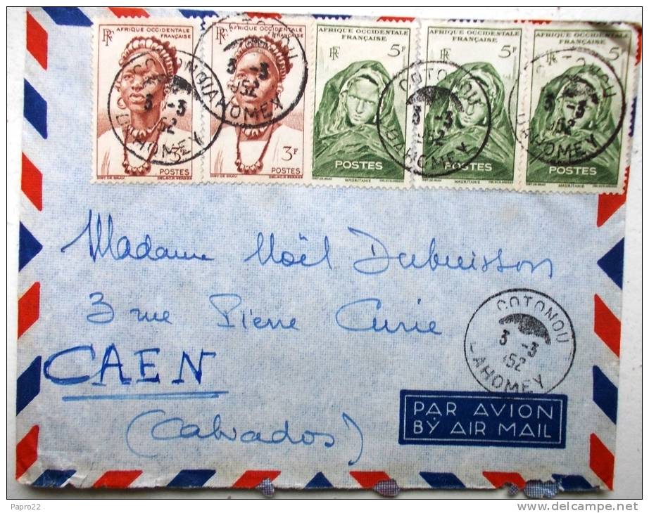 Lettre 1952 Cotonou Pour Caen Par Avion - Briefe U. Dokumente