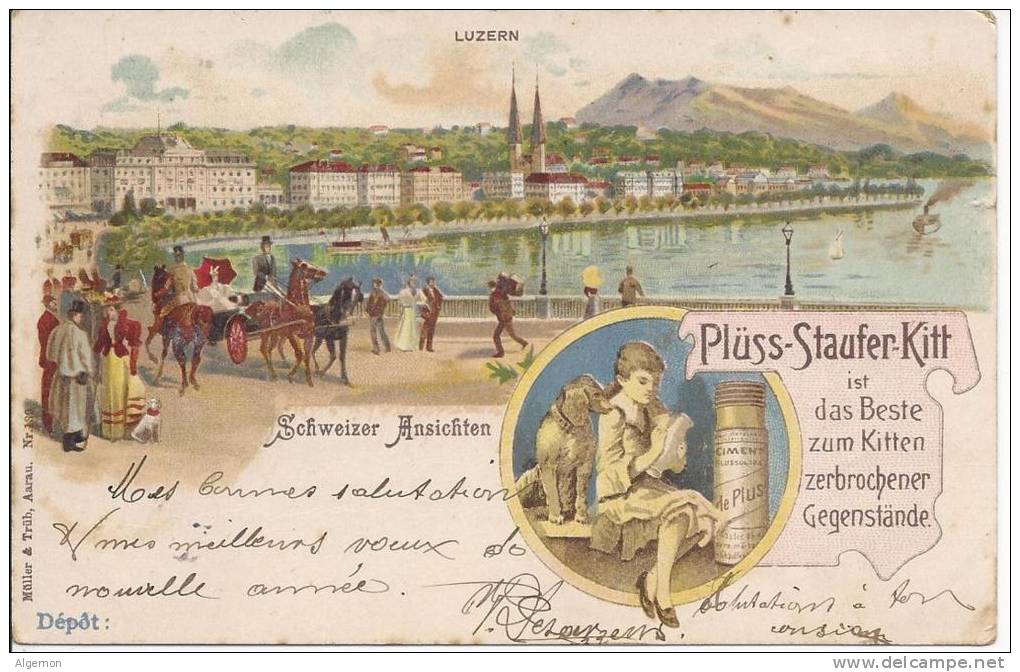 5857 - Publicité Plüss-Staufer-Kitt  Luzern  En 1899 Schweizer Ansichten   Litho - Lucerna