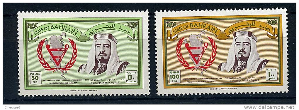 S	Bahrain ** N° 299/300 - Année Des Personnes Handicapées. Portrait De L'émir - Bahrein (1965-...)