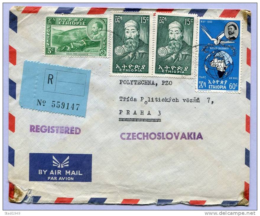 Air Mail Registered Letter To PRAHA  (186) - Äthiopien