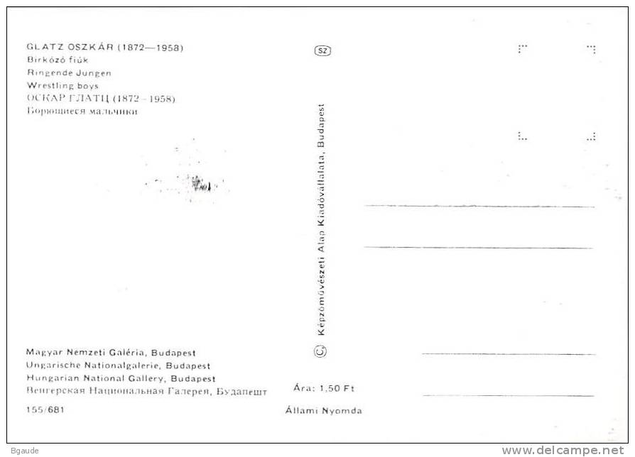 HONGRIE CARTE MAXIMUM NUM.YVERT 1932 PEINTURE  TABLEAU GLATZ OSZKAR - Maximumkarten (MC)