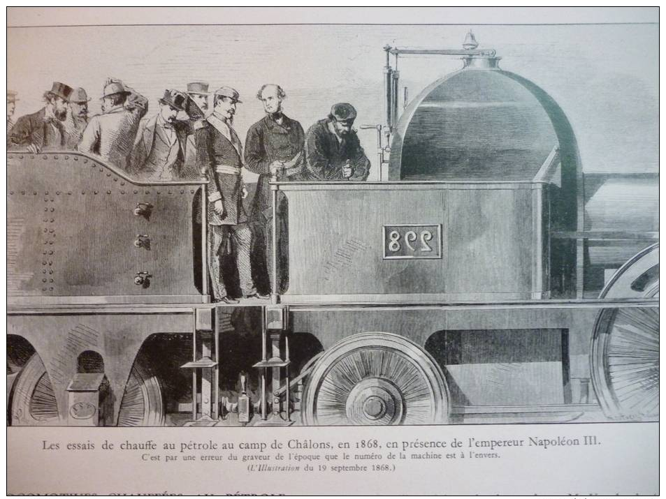 Chemin De Fer , Essai S De Chauffe Au Pétrole Au Camp De Chalons En 1868 , En Présence De L'empereur Napoléon III - Documenti Storici