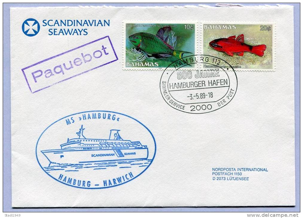 Ship Post Letter PAQUEBOT Scandinavien Seaways MS HAMBURG 1989  (195) - Bahamas (1973-...)