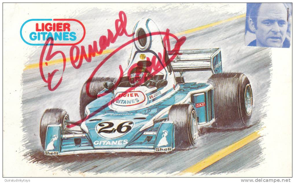 LIGIER GITANES F1 DE JACQUES LAFFITE Dessin JP BOIVENT Dédicace Originale De BERNARD DARNICHE - Automobile - F1