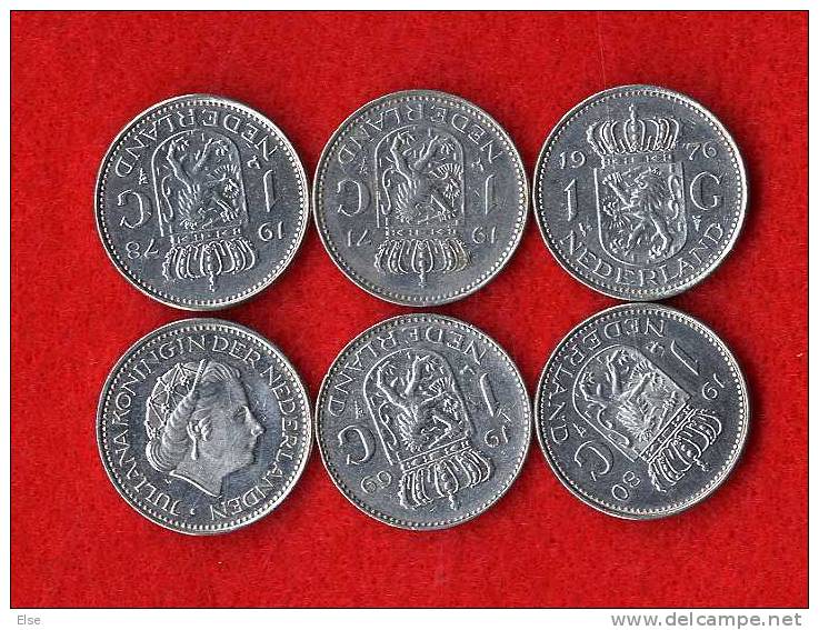 PAYS BAS  NEDERLAND  LOT DE 6 MONNAIES DIVERSES DE 1 G JULIANA  ARGENT - Collections