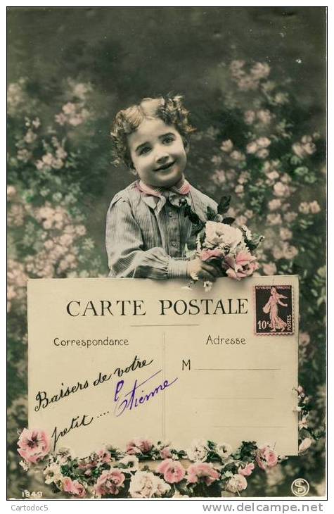 Carte Postale  Baisers De Votre Petit...    Cpa - Poste & Facteurs