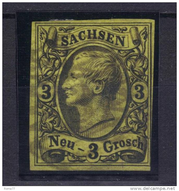 VER2296 - SASSONIA 1855 , 3 N. Giallo N. 10 . Buon Esemplare - Saxony