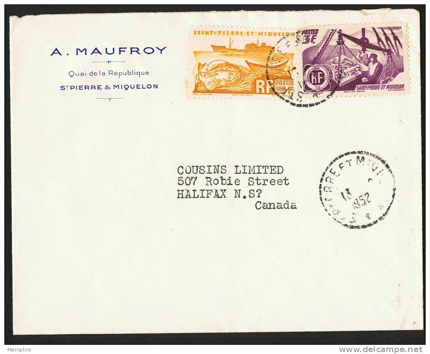 1952   Lettre  Pour Le Canada  Yv 335, 338 - Brieven En Documenten