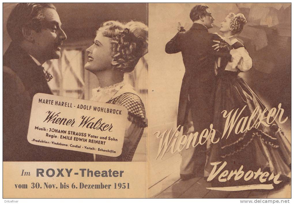 Kino Filmwerbung Für "Wiener Walzer Verboten" Regie: E.E.Reinert, Mit Marte Harell, Adolf Wohlbrück, 1951 - Pubblicitari