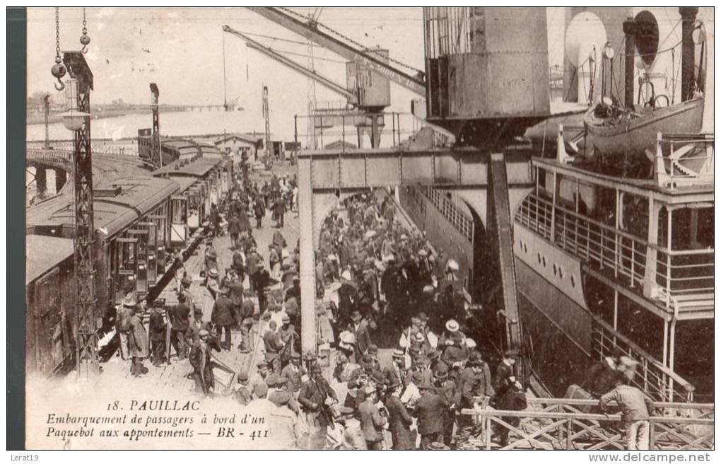 33.....GIRONDE.....PAUILL AC...EMBARQUEMENT DE PASSAGERS A BORD D UN PAQUEBOT...ECRITE.. &lsaquo;(&bull;&iquest;&bull; ) - Pauillac