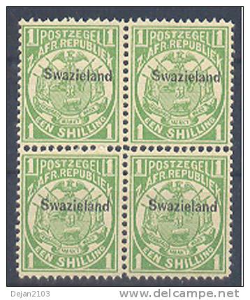 Great Britain Former Colony Swazieland Block Of Four 1889 MNH ** - Swaziland (...-1967)