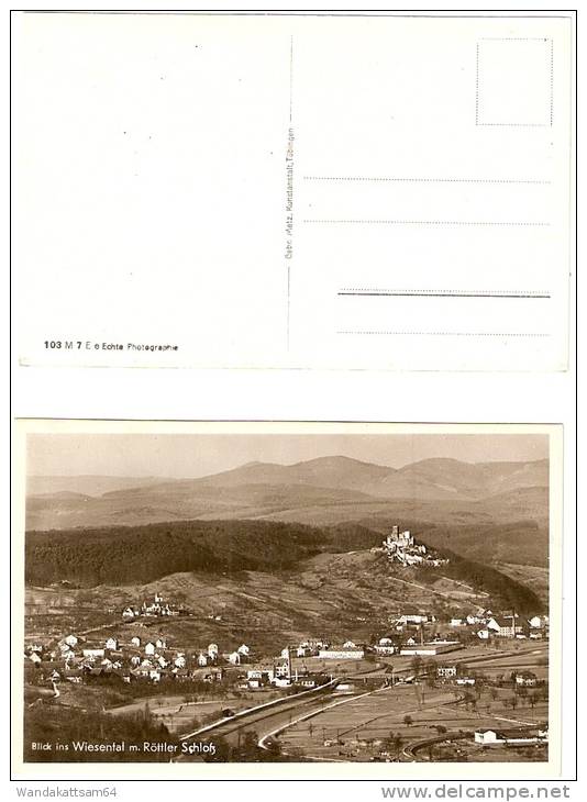 AK 1037 Blick Ins Wiesental M. Röttler Schloß Echte Photographie Gebr. Metz, Kunstanstalt, Tübingen - Loerrach