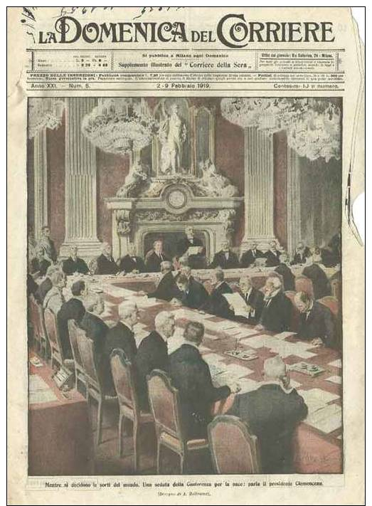 Domenica Corriere N. 5 Del 1919 - Parigi,Conferenza Per La Pace - Parigi,Atterraggio Non Comune - Ante 1900