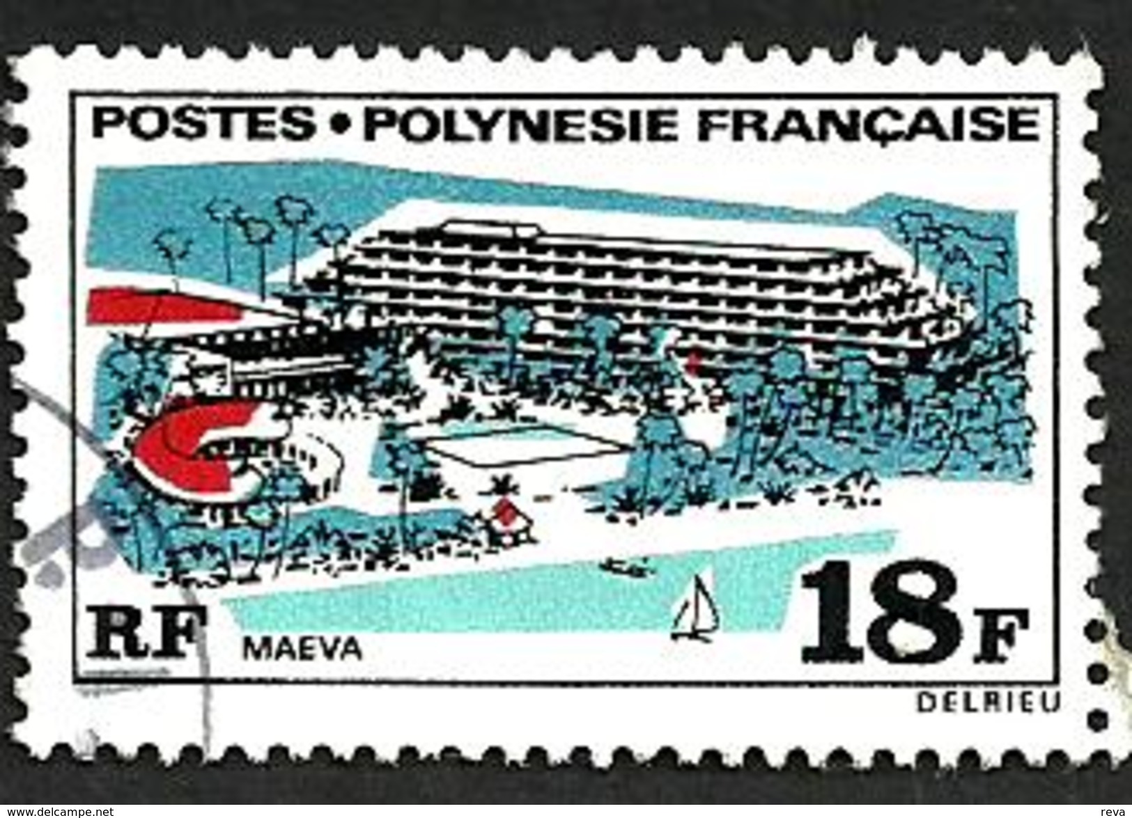 POLYNESIE FRANCAISE MAISON DU TOURISME HOTEL 18 FR STAMP ISSUED 1970's SG107 USED CV£6 READ DESCRIPTION!! - Oblitérés