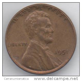 STATI UNITI 1 CENT 1951 - 1909-1958: Lincoln, Wheat Ears Reverse