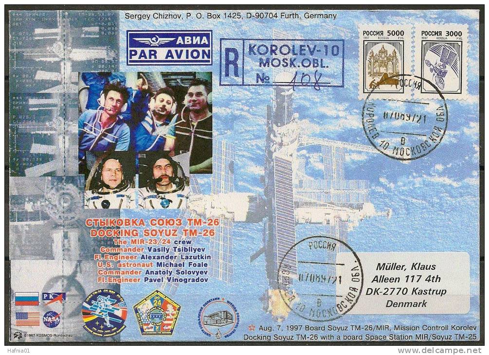 Space. Russia 1997. Soyuz TM - 26 Docking. Cover With Special Cancel. - Europe