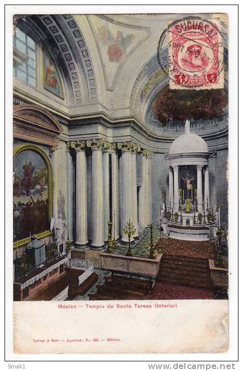 AMERICA MEXICO SAINT TERESA TEMPLE THE INTERIOR OLD POSTCARD 1920. - Mexico